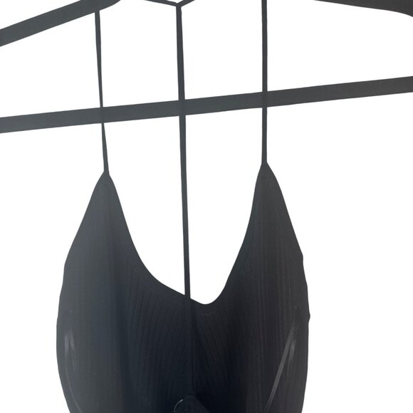 2/$30 ZARA Black Ribbed Knit Medium Midi Dress With Spaghetti Straps Deep V-Neck - Picture 9 of 13